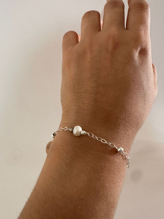 Pulsera de plata perlita