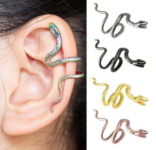 Earcuff serpiente plateada