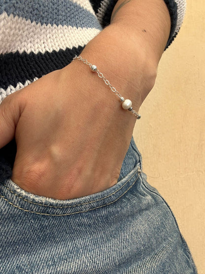 Pulsera de plata perlita