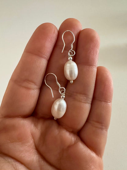 Aretes de plata perlitas