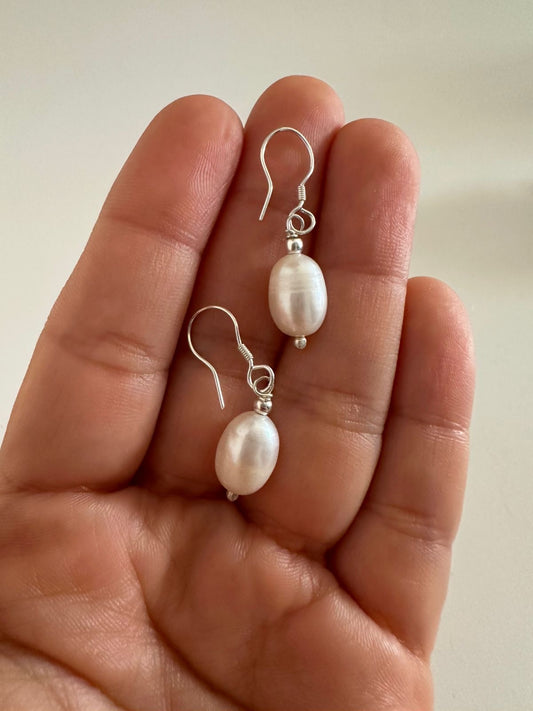 Aretes de plata perlitas