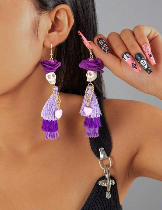 Aretes Catrinas Moradas