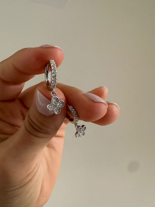 Aretes de plata flores