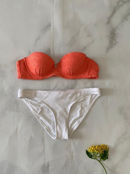 Bikini Blanco con naranja